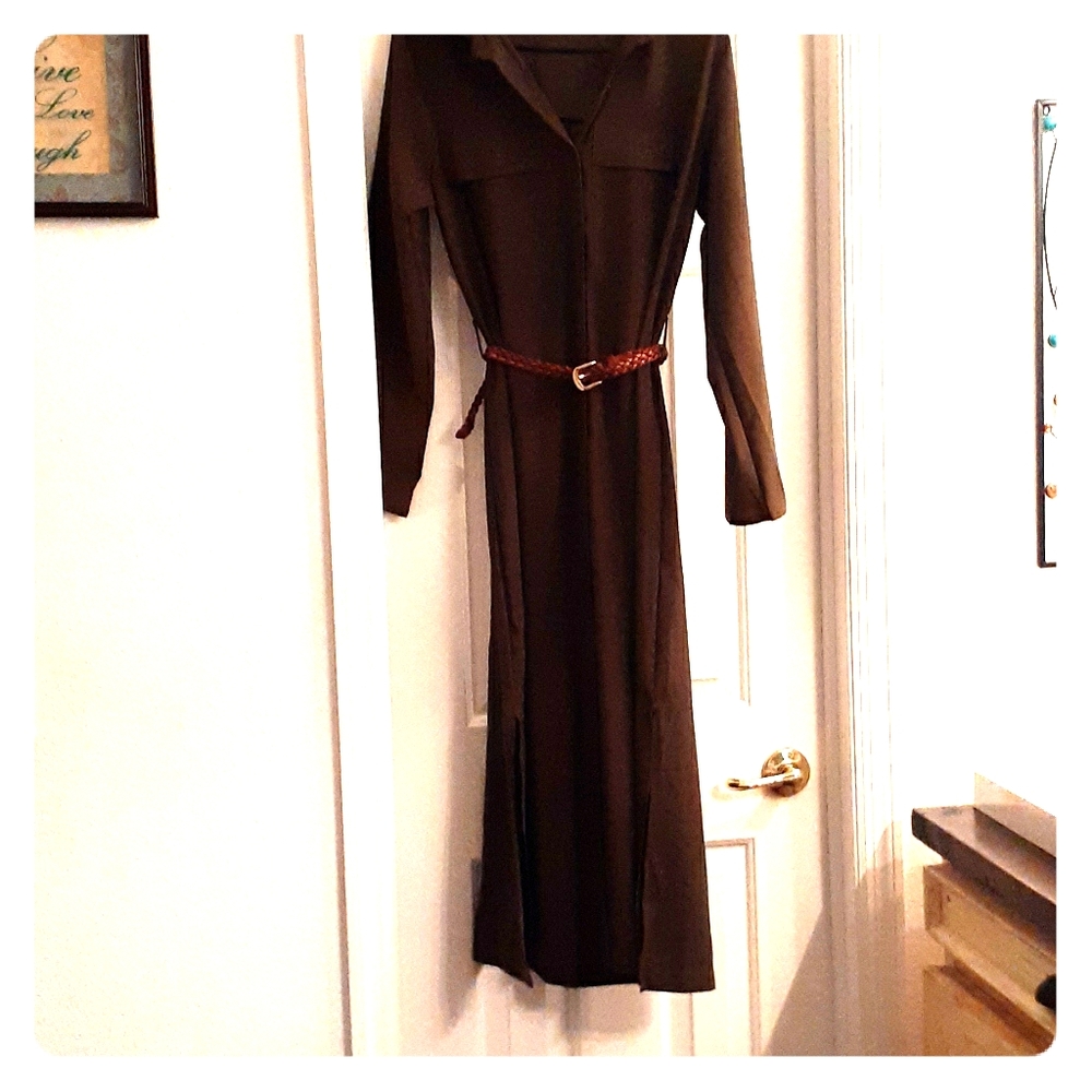 Olive green shirt dress